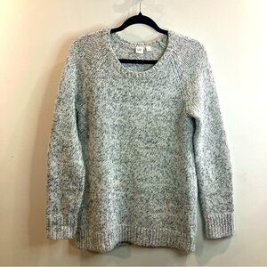 GAP Sz M Wool Alpaca Blend Marled  Light Grey Crew Neck Long Lined Sweater